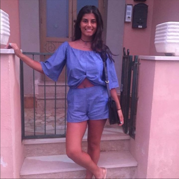 Jean textured romper